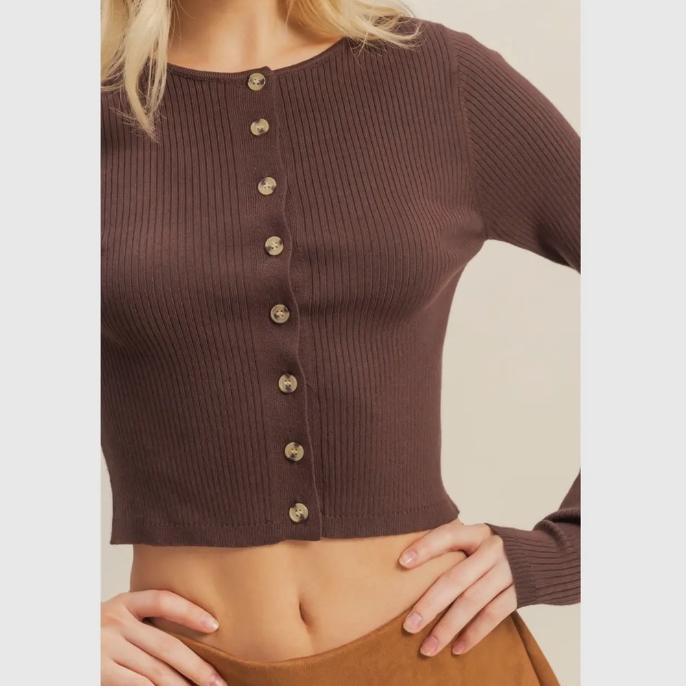 Button-Up Ribbed Knit Top- nwt - Picture 4 of 5